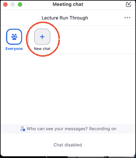 Screenshot of the desktop version of Zoom, demonstrating how to use the chat features.