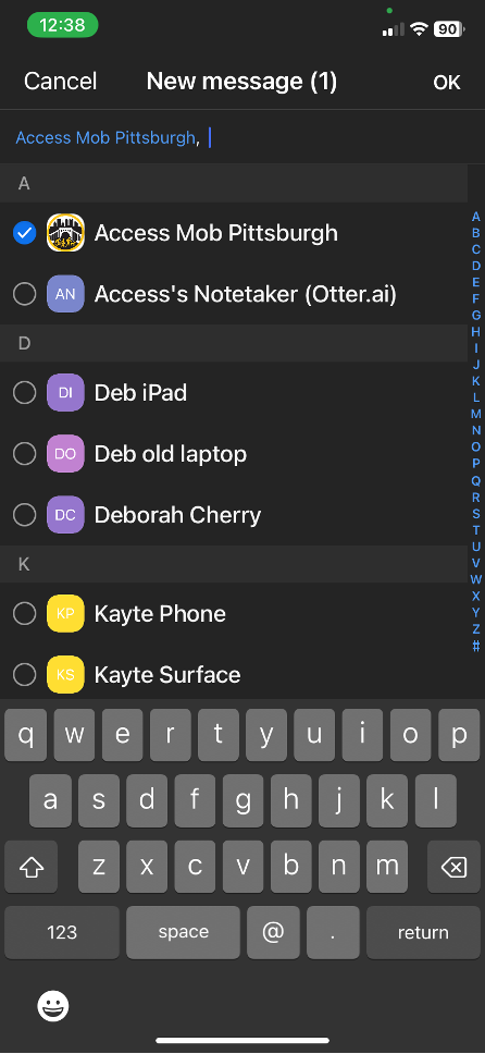 Screenshot of the phone version of Zoom, demonstrating how to use the chat features.